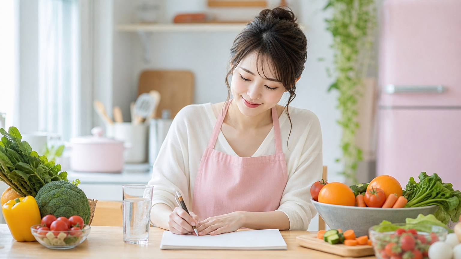 1週間ダイエットメニューを計画する女性