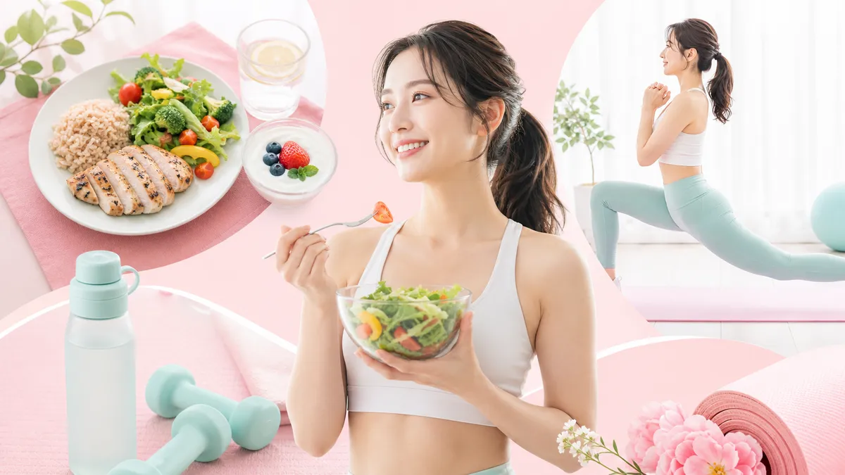 食事と運動を組み合わせてダイエットに取り組む女性